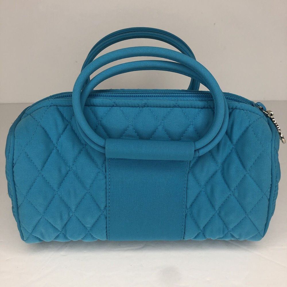Vera Bradley Turquoise Microfiber Mini Barrel Handbag Purse‎ w/ Round Handles